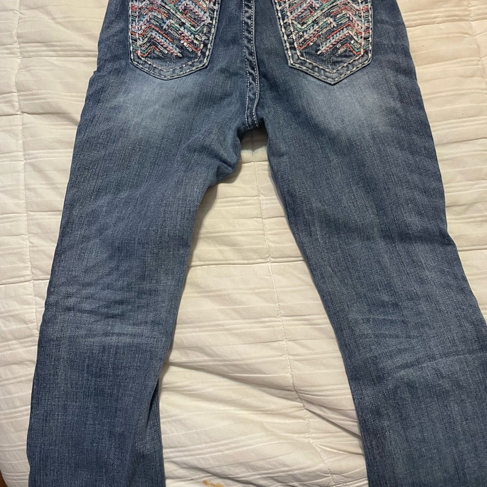 Grace in LA Kids Blue Jeans with Embroidered Pockets